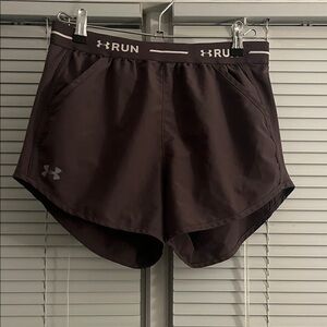 Under Armour Women’s Run Shorts — Chocolate Brown with Reflective Trim